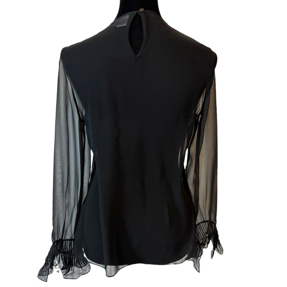 Worth Black Pleated Ruffle Sheer Top - Picture 4 of 5